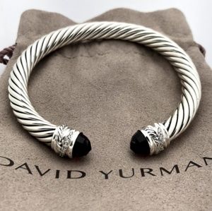 D.Yirman 7mm Strlg Braclt. Diamonds & Black Onyx